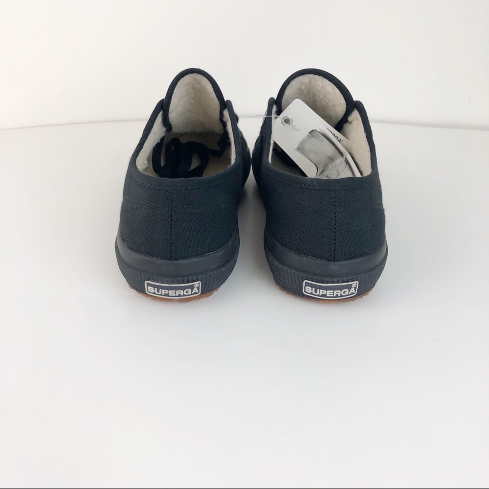 NWT SUPERGA black sherpa lined low top sneaker - Picture 5 of 8